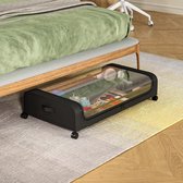 OUYLAF XXL Opbergbox voor onder het bed, 48L opbergbox met wielen, Opbergdoos met deksel, 44x80x16cm(BxLxH), opbergtas met rits ,Voor Kleding, Kussens, Dekbedden, Beddengoed en Schoenen, Zwart opberghoes