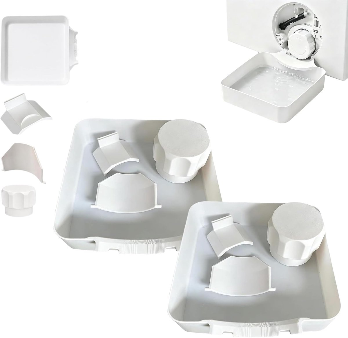 8 Stuks Afvoerbak voor Wasmachines - Lekbak voor Wasmachines - Wasmachine Opvangbak - Eenvoudige Installatie - Voor Wasmachine en Vaatwasser - Voor Kelders, Appartementen, Stacaravans, Garages en Huurwoningen - Wit