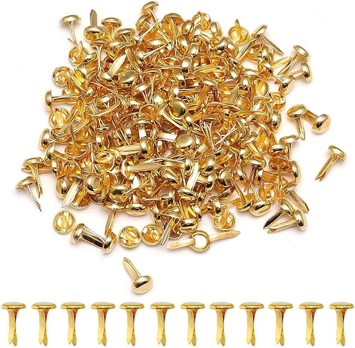 Ronde kopklemmen 4,5 x 8 mm - 200 stuks metalen knutselklemmen voor scrapbooking, wenskaarten en papierprojecten