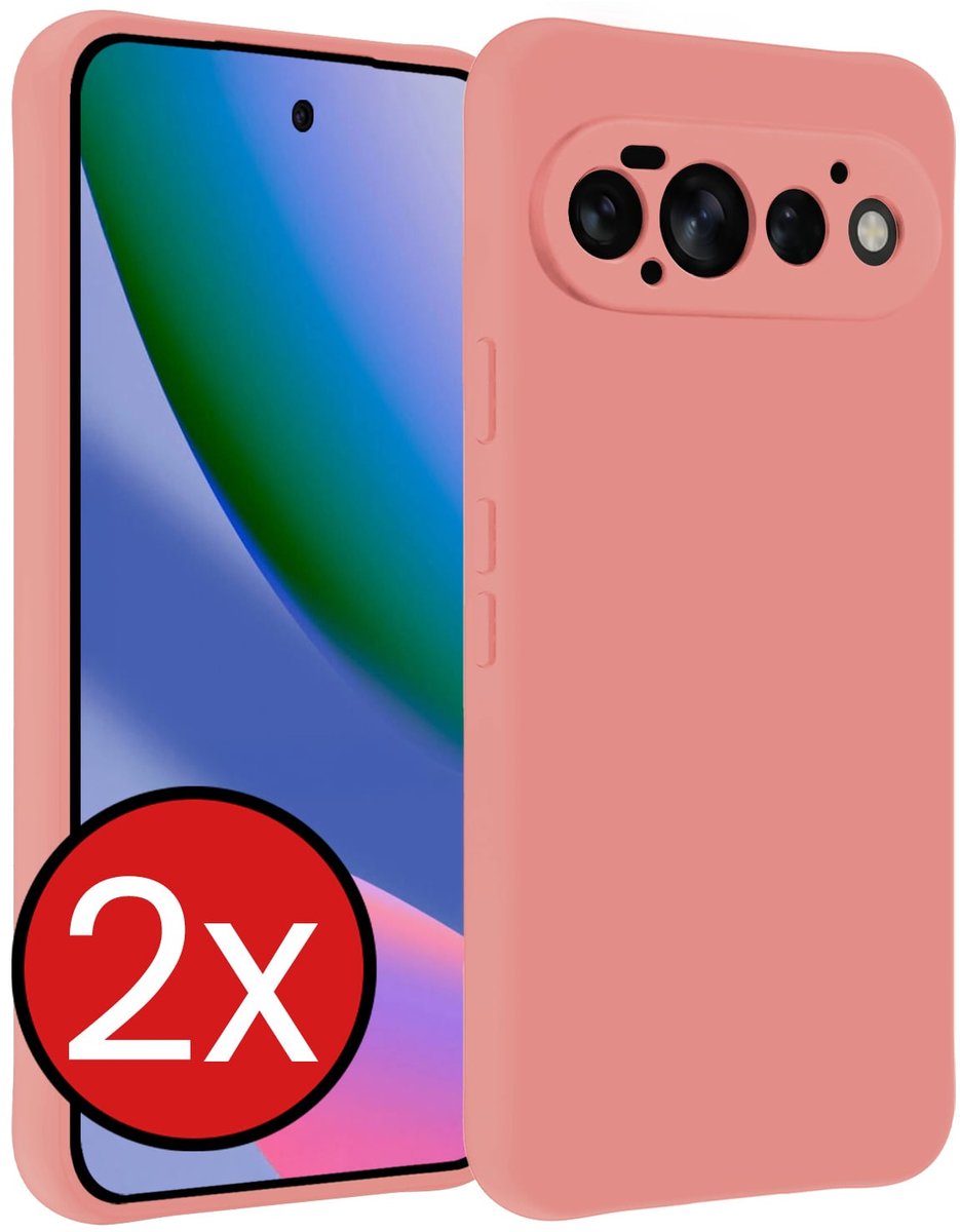 Hoesje - 2 Stuks - Geschikt voor Google Pixel 11 Pro - Sterk & Shockproof - Telefoonhoes - Back Cover - Case Siliconen - Telefoon Hoes - Lichtroze