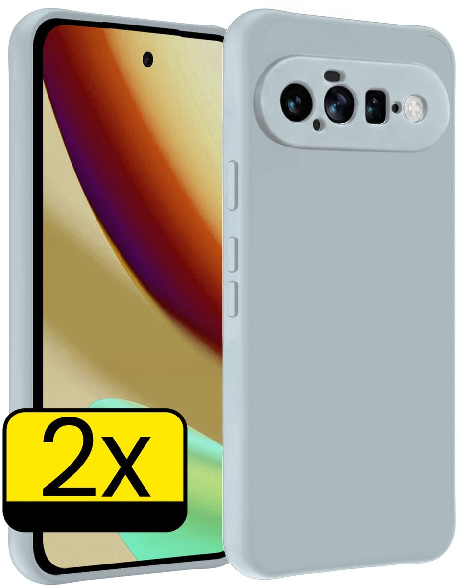 Hoesje - 2 Stuks - Geschikt voor Google Pixel 11 - Sterk & Shockproof - Case Siliconen - Back Cover - Telefoon Hoes - Telefoonhoesjes - Lichtblauw