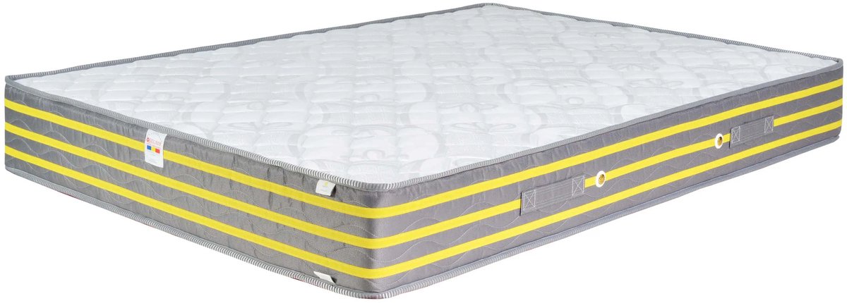 Geladi Premier Plus Matras-160x200 cm-Robuuste Bonellvering-Stevig & Duurzaam-Modern Grijs/Geel Design