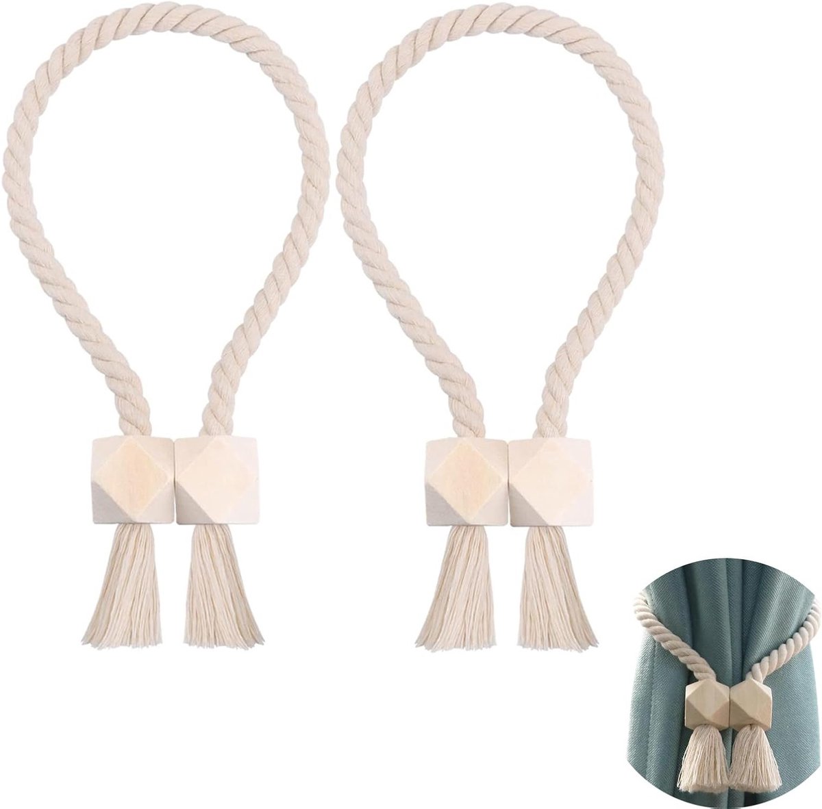 magnetische gordijn-ophanghouders, 2 stuks gordijnaccessoires, gordijnbinders, gordijnclip, embrasses voor gordijnen, handgeweven gordijnsamenhouder voor raamgordijnen voor thuis en op kantoor