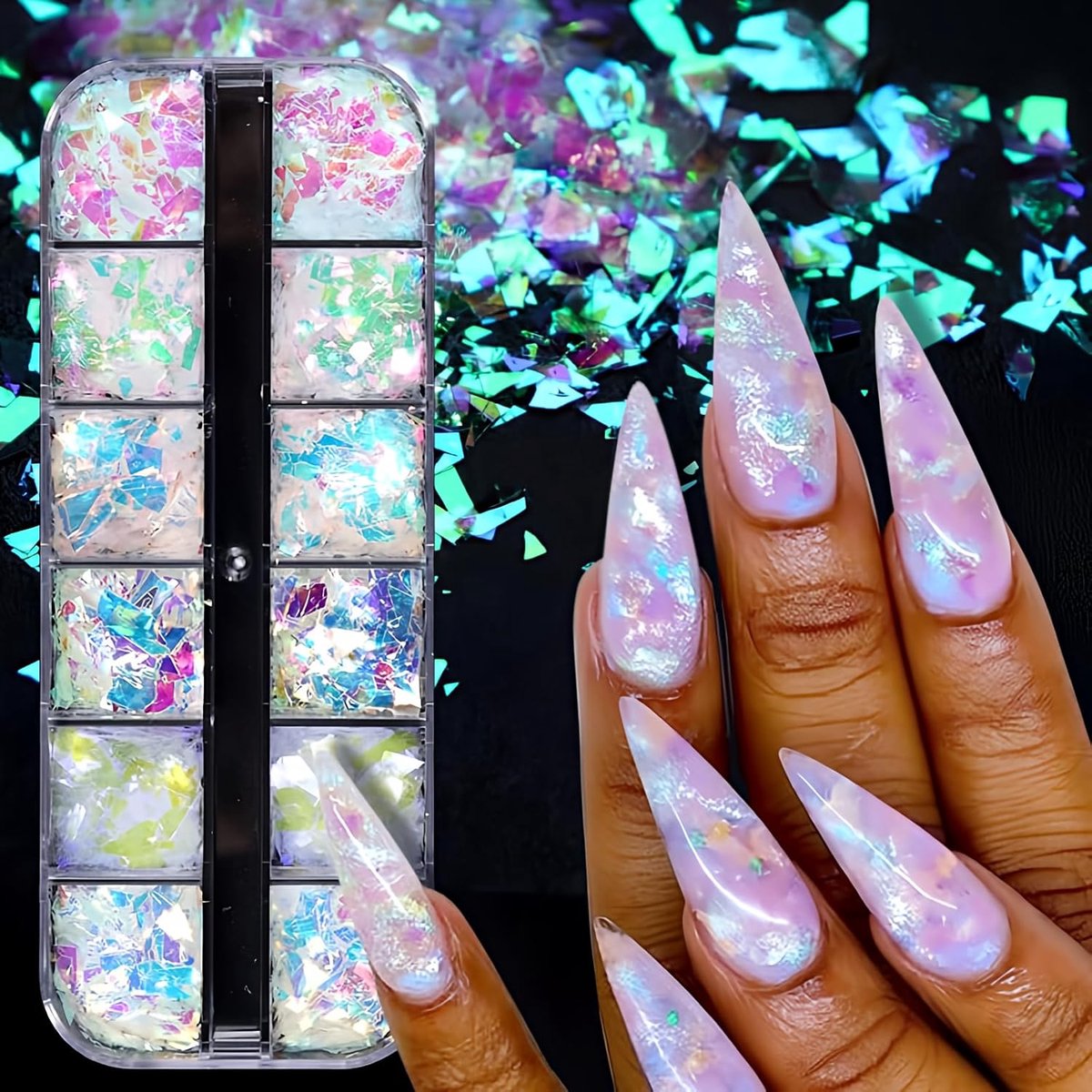 SnelShoppen - Mermaid Nail Art Glitter Flake Holografische Nail Art Sequins Decoratie Accessoires Voor Nail Design Feest DIY Manicure