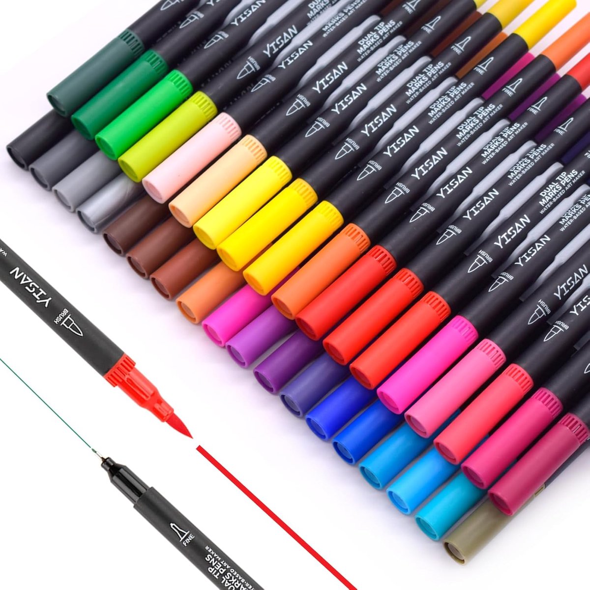 SnelShoppen - Fine Tip Markers en Brush Markers - 36 Kleuren - Dual Tip Tekenpennen - 0.4mm en 1-4mm - Kleurpotloden voor Bullet Journaling, Tekenen,
