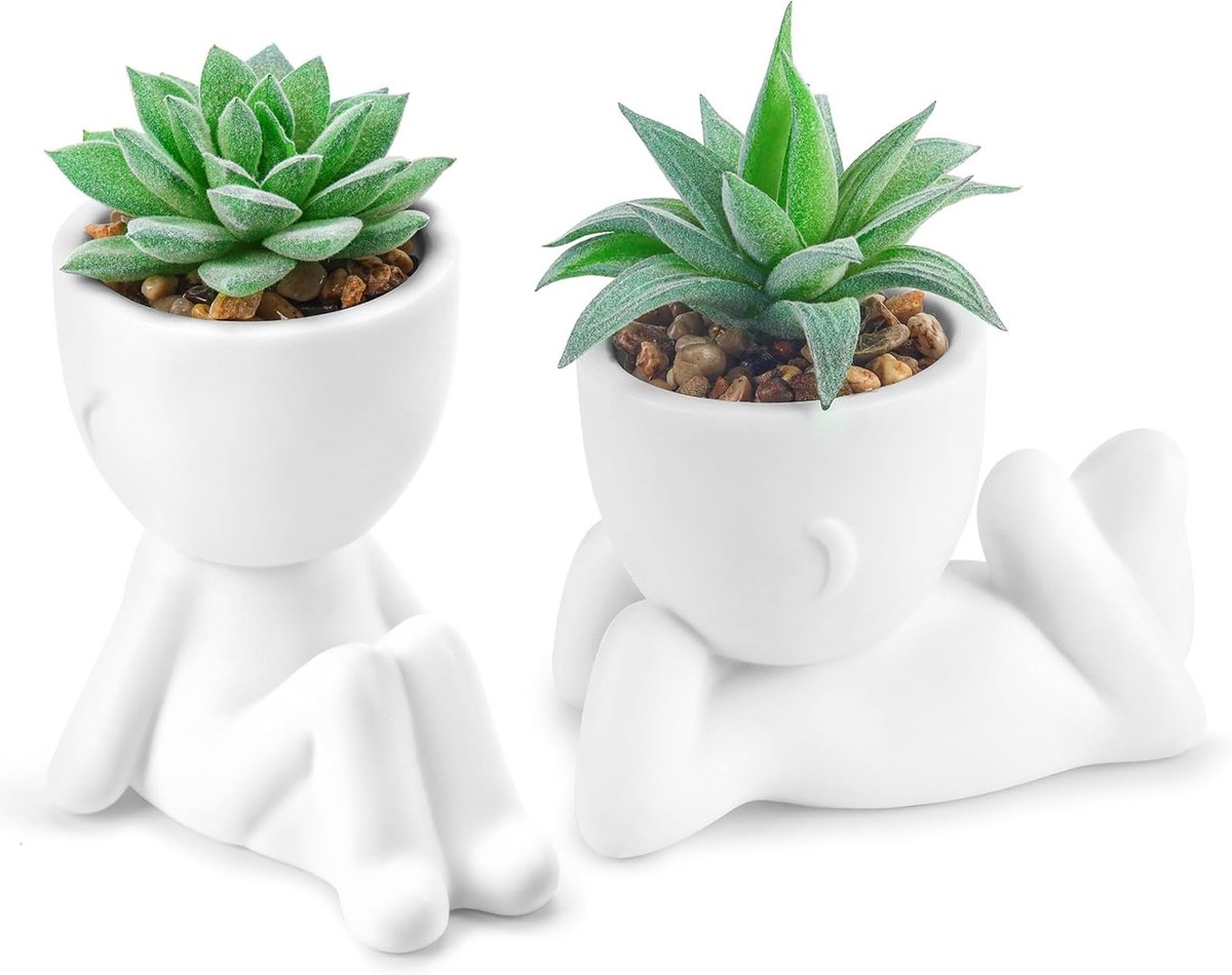 Set van 2 Nepplantjes - Kunstmatige Succulenten voor Kantoor, Badkamer en Thuisdecoratie - Aesthetische Indoor Planten voor een Groene Sfeer