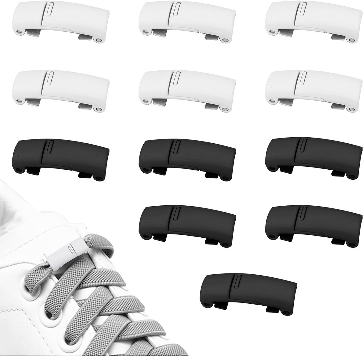 12 Stuks Witte Veters voor Sneakers - Snelle Sluiting voor Casual Schoenen, Duurzaam en Comfortabel