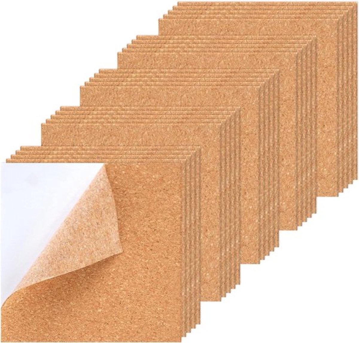 Pakket van 25 zelfklevende kurkplaten - 1 mm dik - vierkante kurkvloer - tafeldecoratie - wanddecoratie - doe-het-zelf - 10 x 10 cm