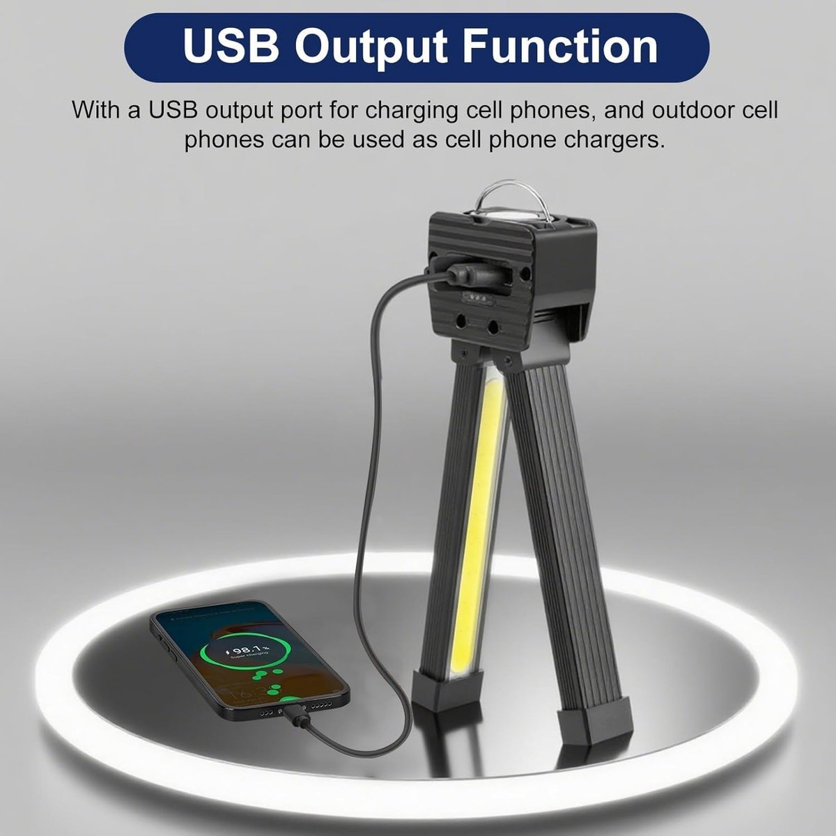 Thijox - Fitnesslamp Magnetische Tafellamp 7e Versnellingen Draagbare LED Zaklamp met Ophanghaak USB Oplaadbare Werklamp 180 Graden