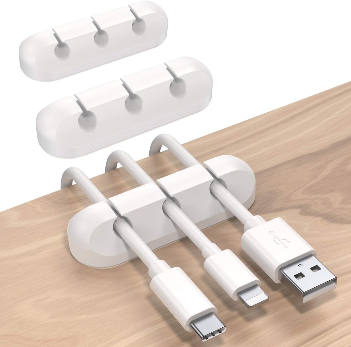 SnelShoppen - 3 Pack Kabelhouder Clips - Kabelbeheer Organisator - Zelfklevende Clips voor USB Oplaadkabel, Bedkabel, Muiskabel voor PC, Thuis en Kant