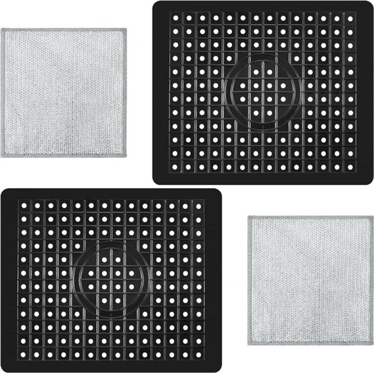 Rubberen spoelbakmat set van 2 stuks - 32 x 26,2 cm - keukenspoelbak beschermmat - anti-slip mat - inclusief 2 zilverdraaddoeken