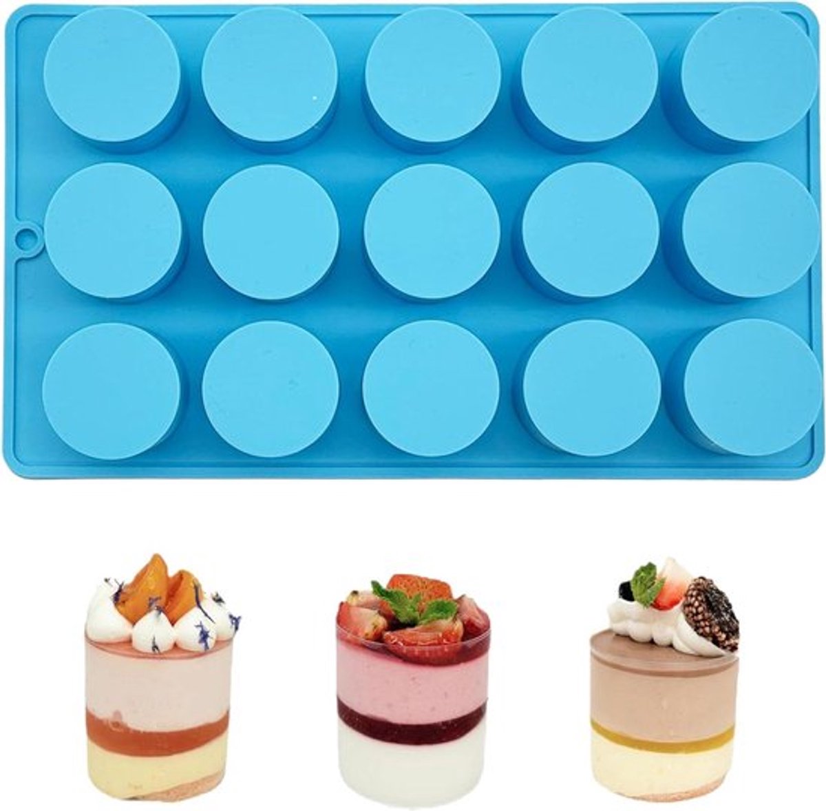 Siliconen mal voor chocolade, muffins, pudding en kleine cake - 15 holtes 3,2 cm - Blauw