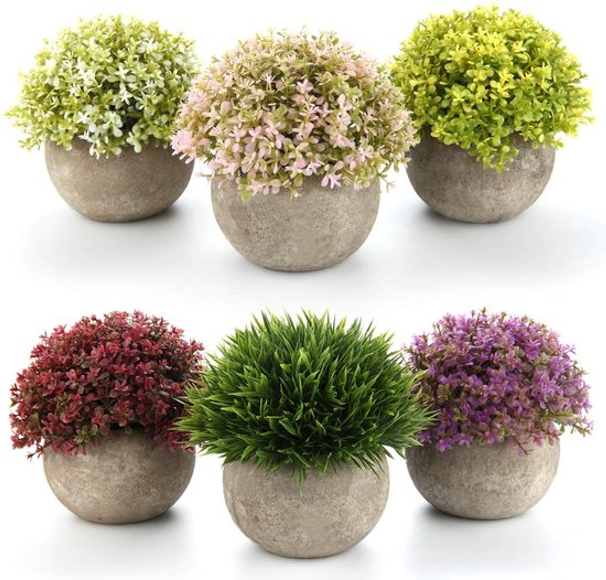 Kunstplanten Levensecht - Kunstbloemen - Nepplanten - Decoratieve Planten - Set van 6 - Potten van Houtvezel