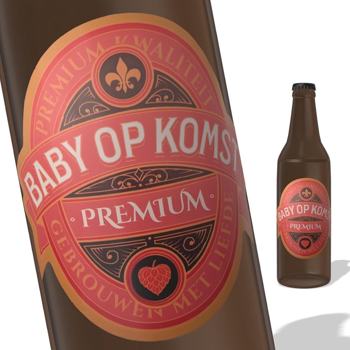 SnelShoppen - Set van 6 Bierfles Labels - Baby op Komst - Groen & Goud - Ideaal voor Feest, Verjaardag, Babyshower - Authenticiteit en Kwaliteit