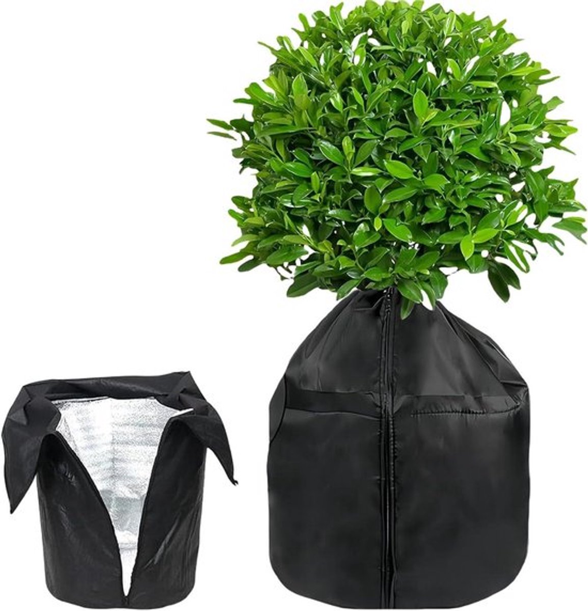 Beschermhoes planten 45 x 50 cm, winterzeil met ritssluiting en trekkoord, hittebescherming, balkon terras tuin - waterdicht, UV-bestendig, ademend