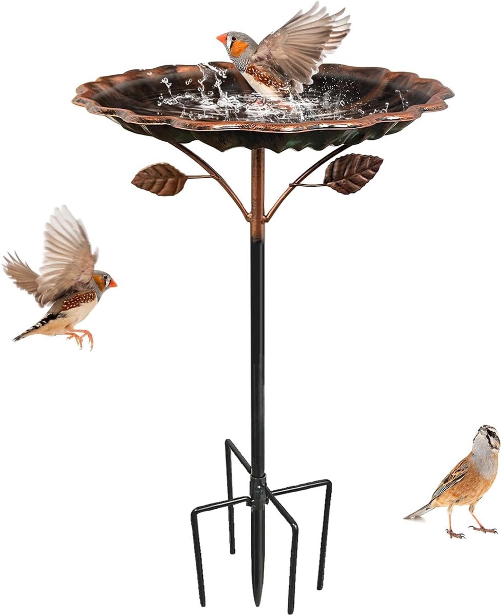 Stijlvolle metalen vogelbad met 5 punten, 85 cm hoog, ideaal voor tuinen en wilde vogels, multifunctionele vogelvoederstation