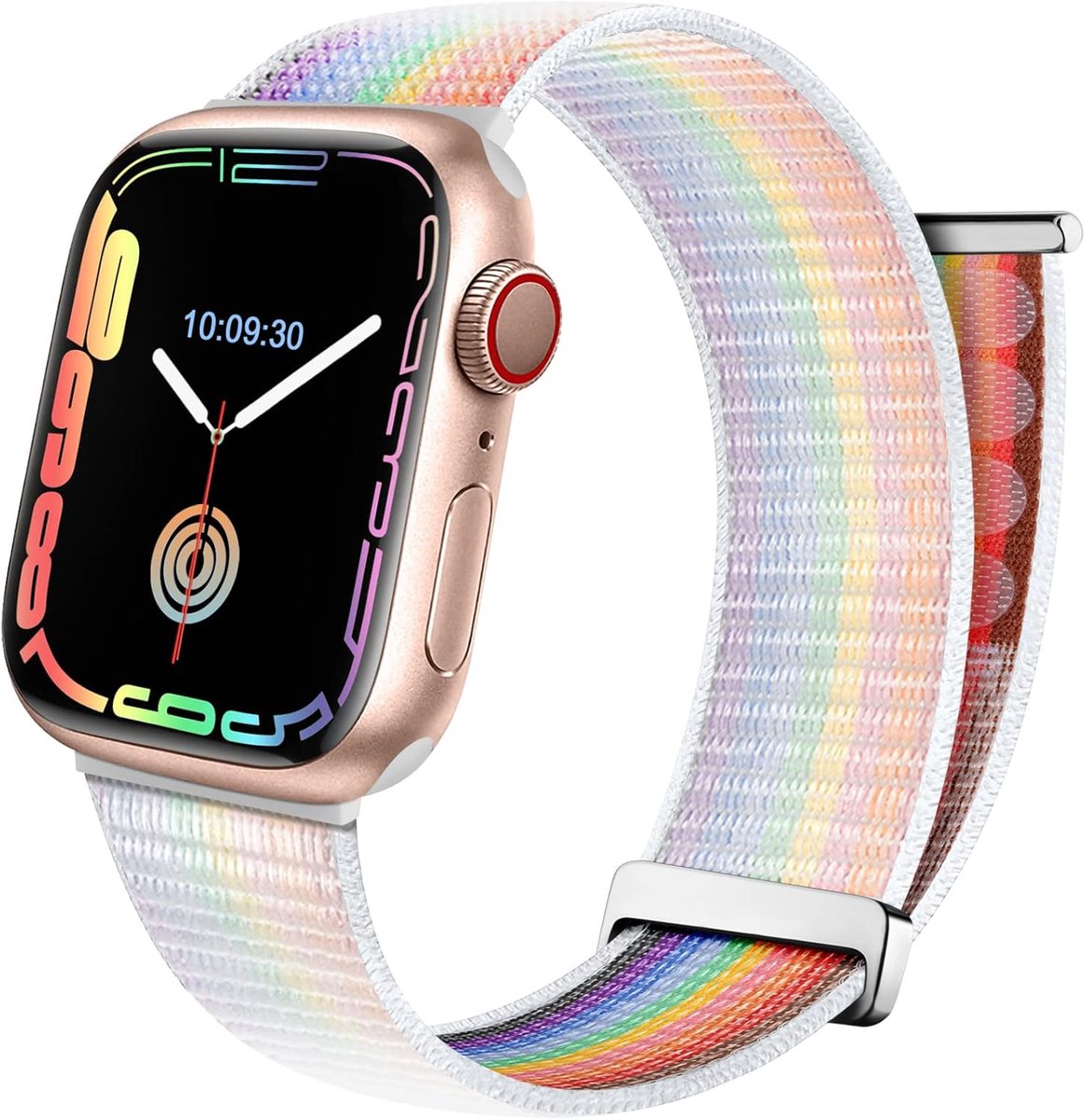 SnelShoppen - Nylon Sport Strap voor Apple Watch 38mm 40mm 41mm - Rainbow Woven Band - Compatibel met iWatch Series 9 SE 8 7 6 5 4 3 2 1 - Ademend en