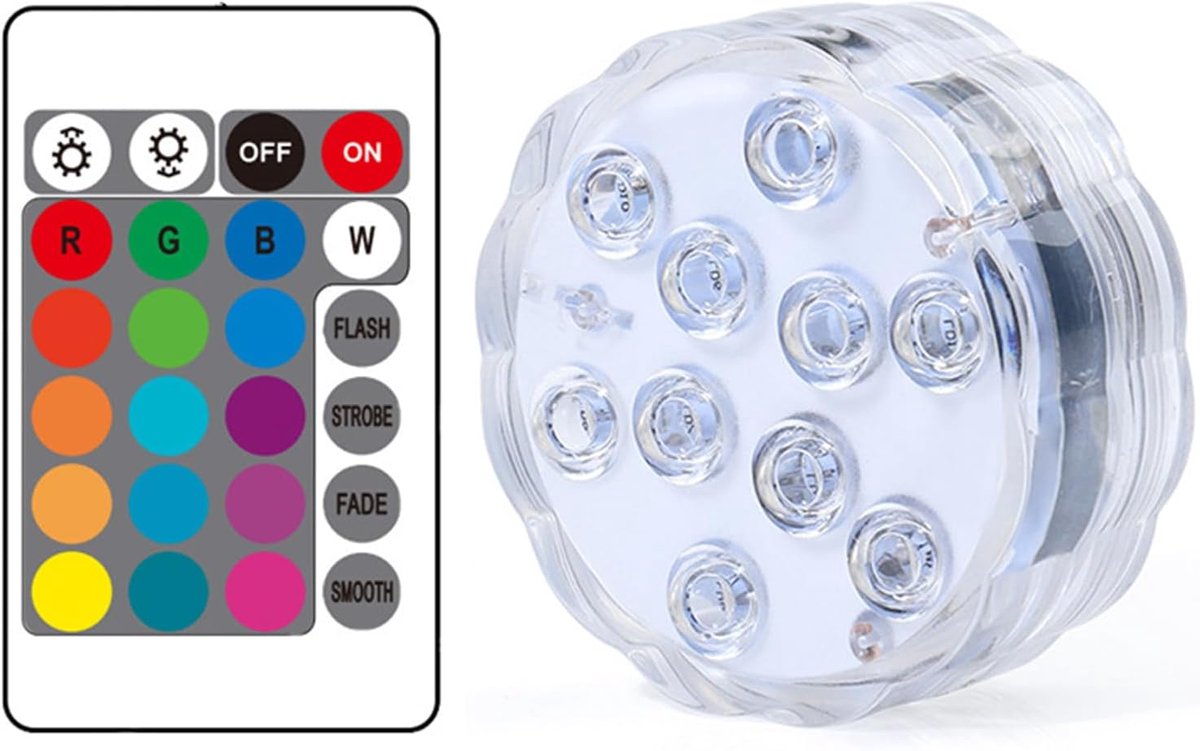 SnelShoppen - Submersible LED Bulbs - Waterproof RGB Multicolor LED Onderwater Verlichting met Remote Control voor Zwembad, Aquarium, Spa, Vaas, Vijve