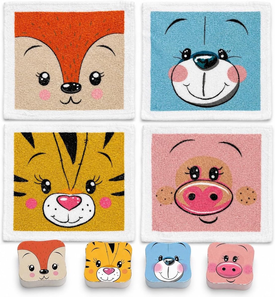 SnelShoppen - Set van 4 Magische Wasdoeken, Magische Handdoeken, 100% Katoen, Ontvouwt in Warm Water, Perfect voor Kinderen, Feestjes, Cadeau, Tombola