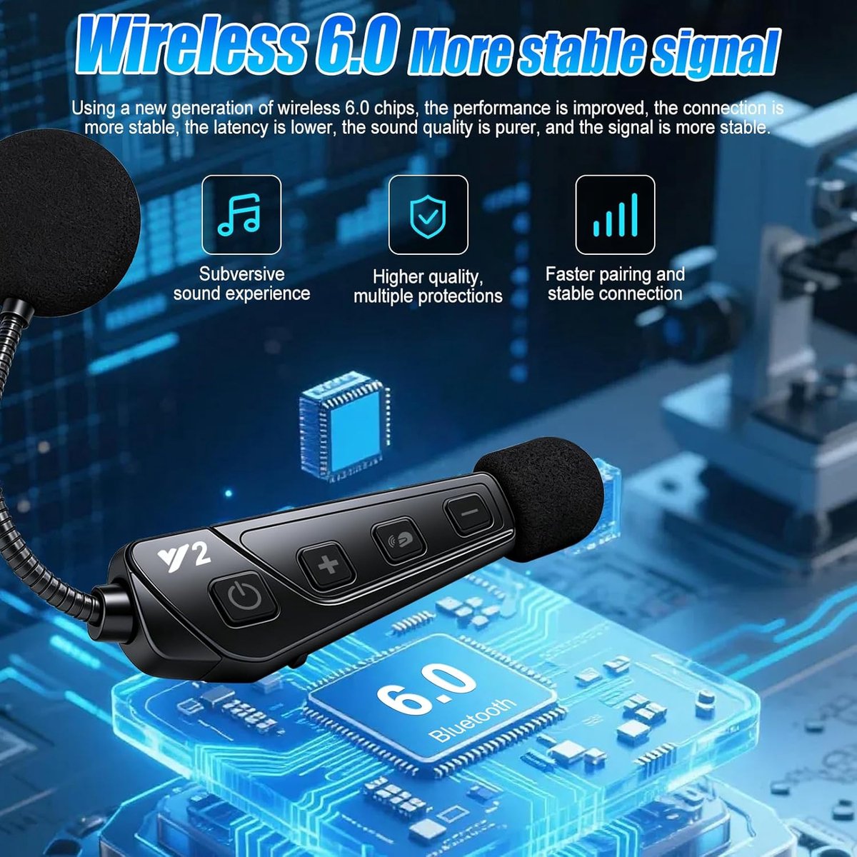 SnelShoppen - Bluetooth Hoofdtelefoon voor Motorhelm - Draadloze Intercom met Handsfree Functie - Muziek en Oproepweergave - Verbeterde Signaaloverdra