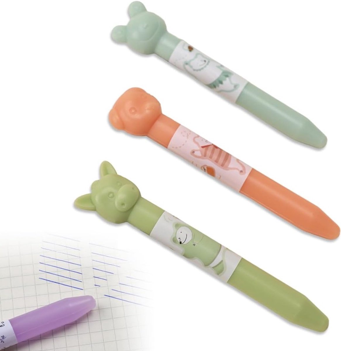 Set van 3 Siliconen Gum met Dierenontwerp, Herbruikbare Gelpen voor het Verwijderen van Thermische Inkt en Fouten