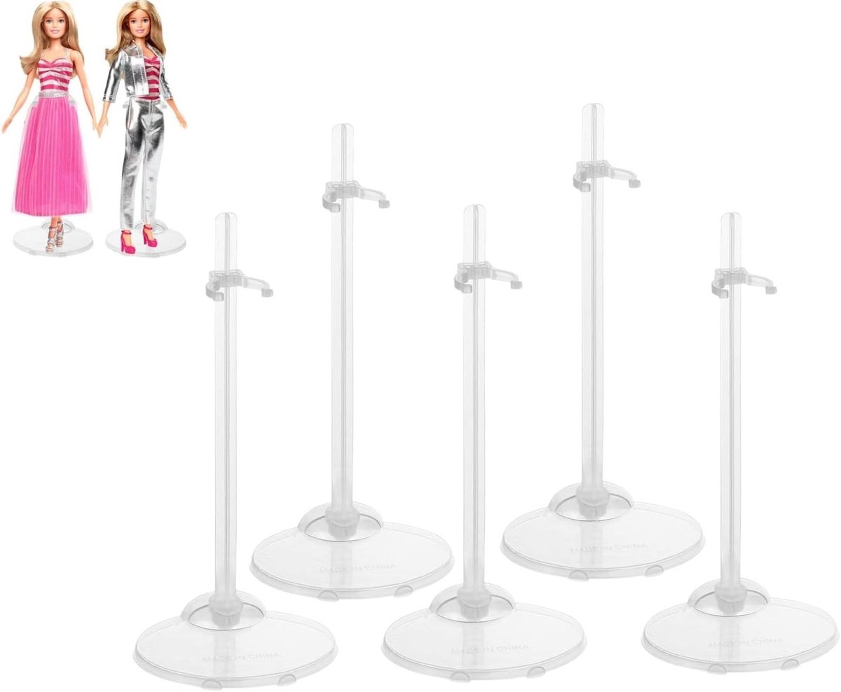 Verstelbare Transparante Plastic Poppenstandaard - 10 Stuks voor Poppenverzameling en Presentatie