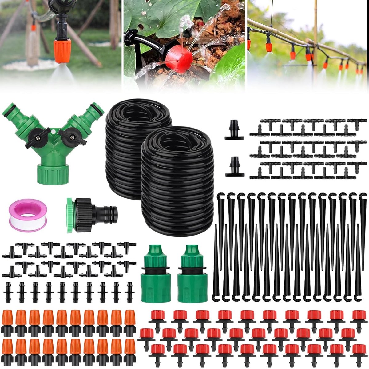 SnelShoppen - Irrigation Kit 149 Stukken - 30 m Micro Drip Irrigatie Systeem - Automatische Tuinirrigatie Set voor Bloembedden, Patio en Planten