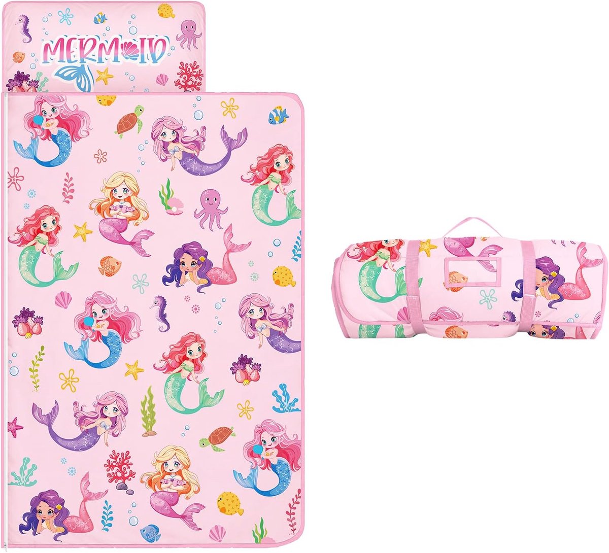 SnelShoppen - Dinosaur Nap Mat voor Peuters Jongens - Inclusief Kussen, Mat en Dekentje - Kinderslaapzak voor Peuters, Kinderdagverblijf, Reizen, Kleu