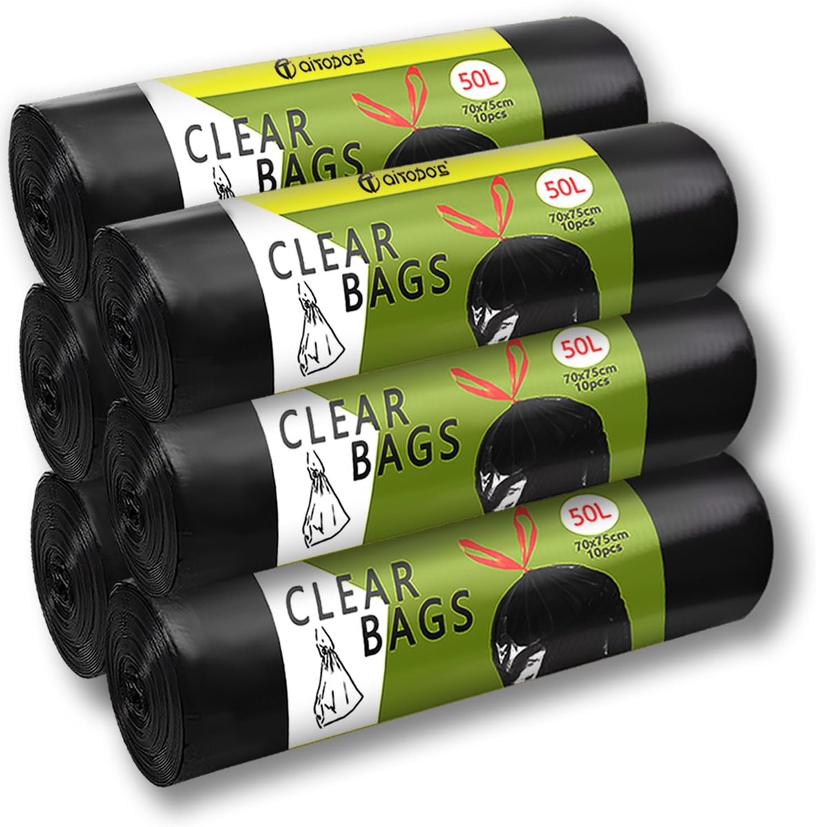 SnelShoppen - 60 Zwarte Vuilniszakken 50 Liter - 70x75 cm - Duurzaam Polyethyleen - Ideaal voor Keuken, Tuin, Feest en Camping - 6 Rollen, 10 per Rol