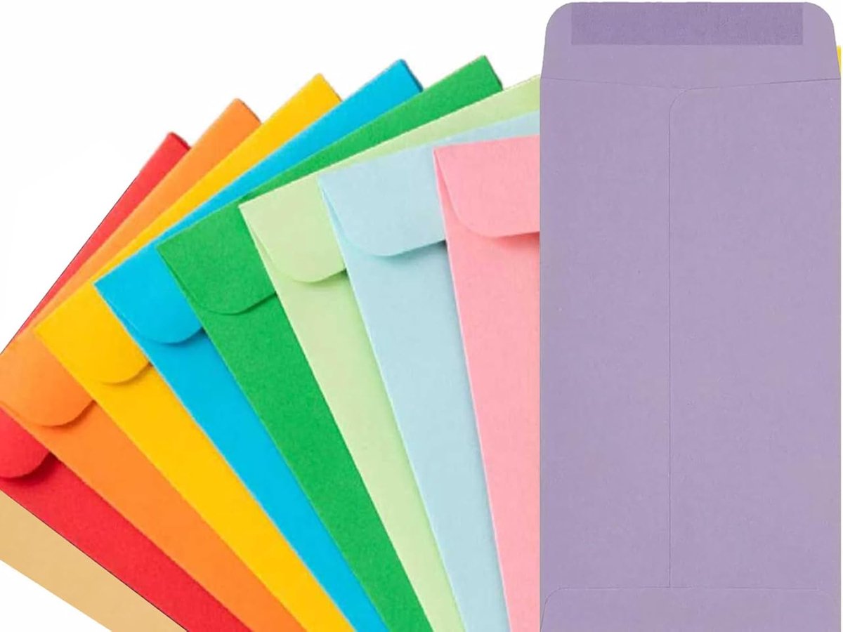 SnelShoppen - 100 Mini Kleuren Enveloppen 5.5x9cm - 10 Assorted Kleuren Kleine Enveloppen voor Uitnodigingen, Wenskaarten, Feesten en Verjaardagen