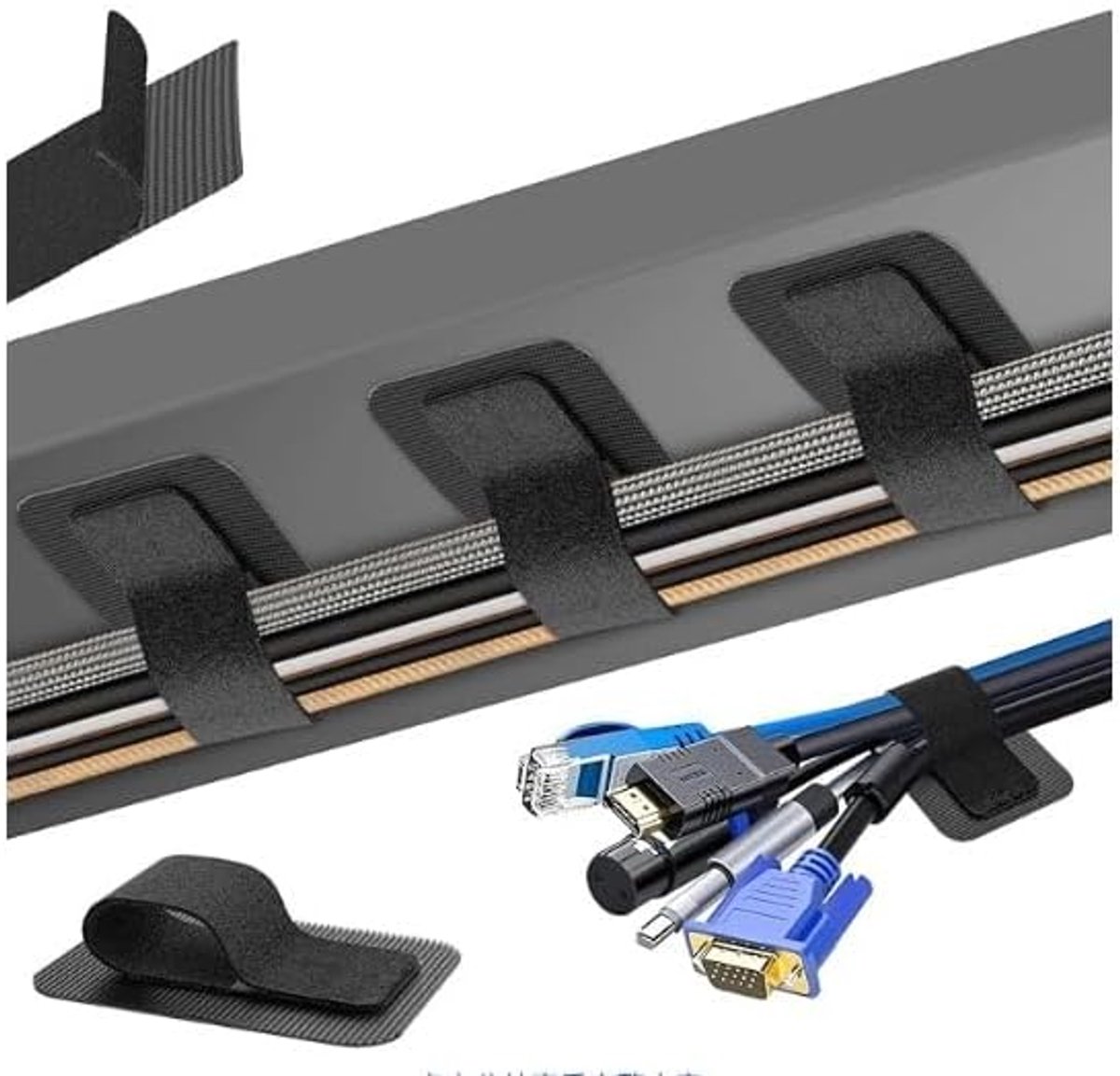 SnelShoppen - Desk Cable Management 70 Pcs Kabelbinders Zelfklevend Kabel Organizer Kabelhouders Kabelclips Kabelbevestiging voor TV Verlichting Elekt