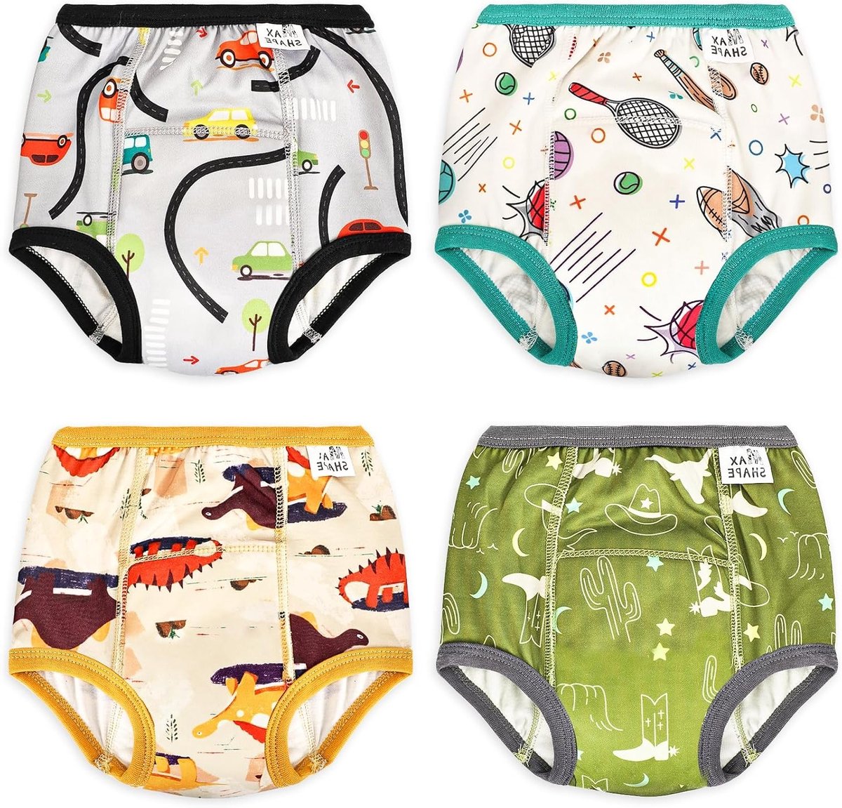 Pottytraining Ondergoed voor Jongens - 4 Stuks, Zachte en Ademend Training Pants voor Kinderen, Ideaal voor Zindelijkheidstraining