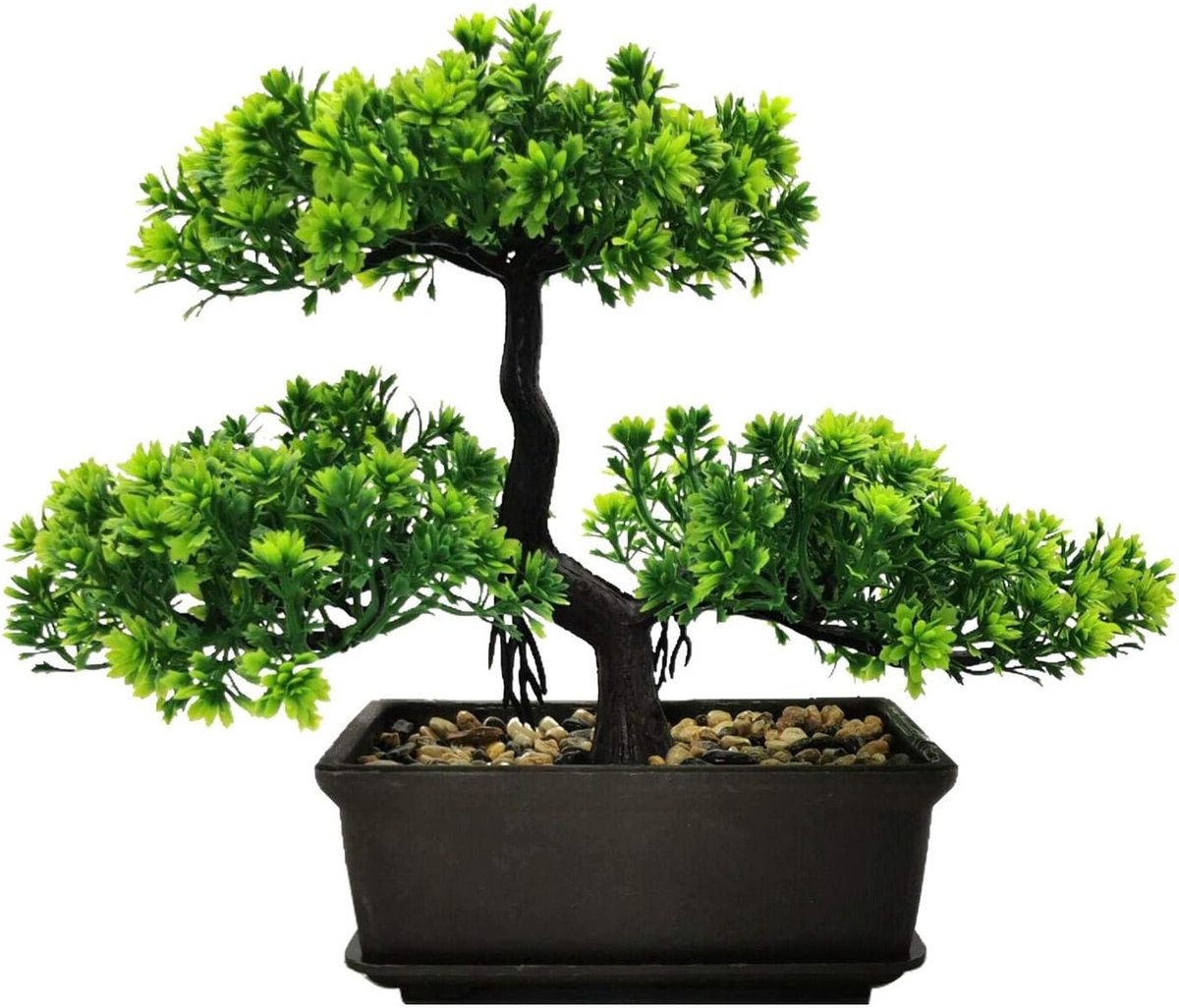 Kunstmatige Bonsai Boom Decoratie voor Gang, Slaapkamer en Badkamer in Aesthetische en Landelijke Stijl (Donkergroen)