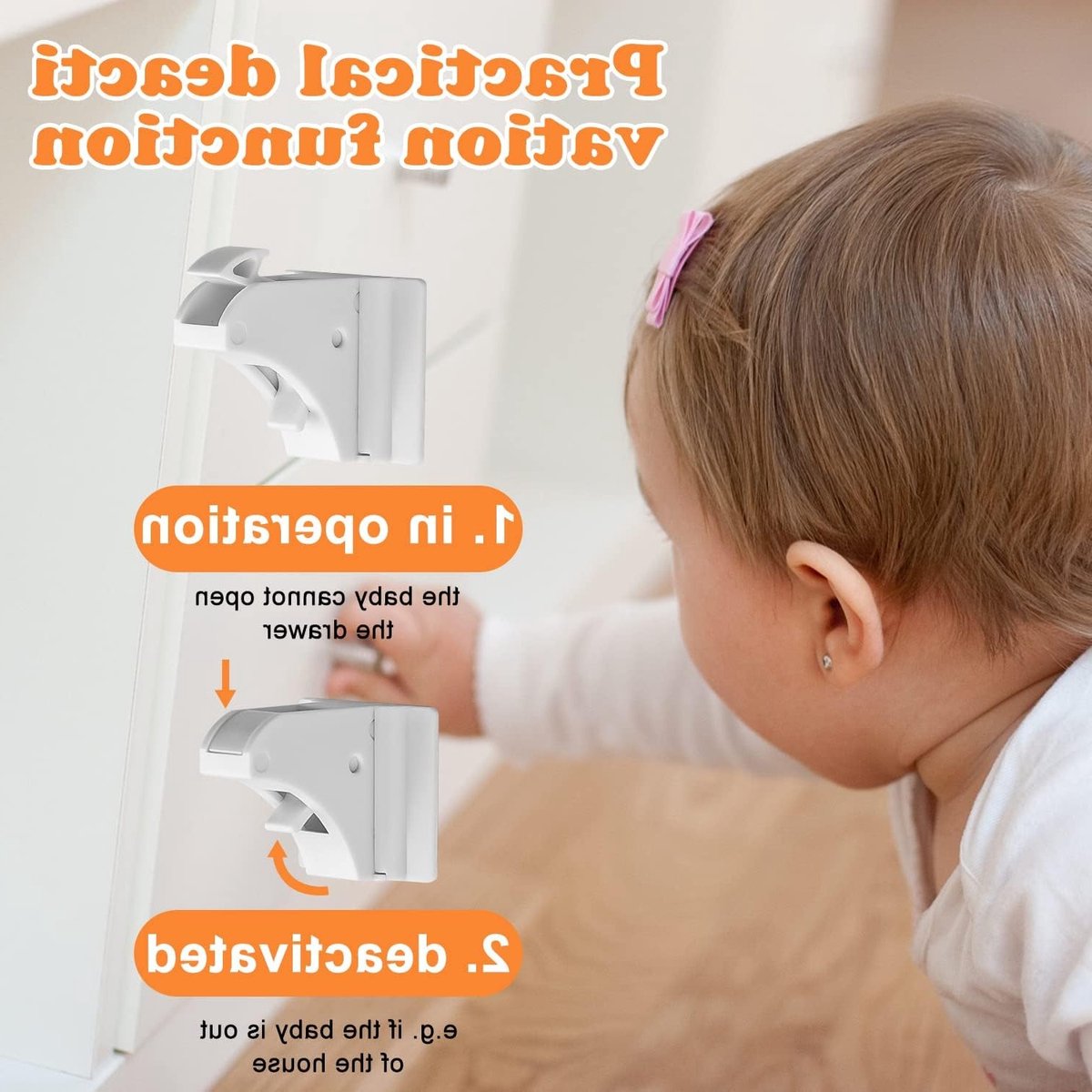 4 Pcs Kindbeveiliging Kast - 1 Magnetische Kinder Lock Sleutel - Baby Veiligheid Magnetische Kast Slot - Onzichtbare Baby Veiligheid Lade Bescherming - Geen Boren en Schroeven – foto 5