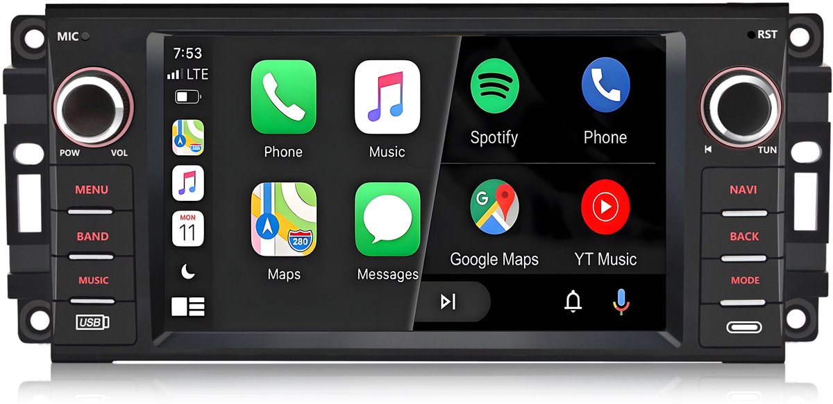 Cestovet Autoradio - Geschikt Voor Chevrolet Jeep Chrysler Grand Cherokee Dodge RAM - 7 inch IPS Scherm - Draadloos Apple CarPlay & Android Auto - GPS Navigatie - Ram 2GB + Rom 64GB - Bluetooth & Wifi