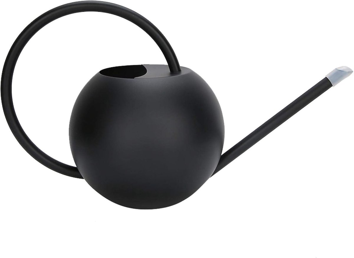 SnelShoppen - Long Spout Watering Can 1L - Roestvrijstalen Waterkan voor Binnen en Buiten - Zwart - Perfect voor Huisplanten en Tuin