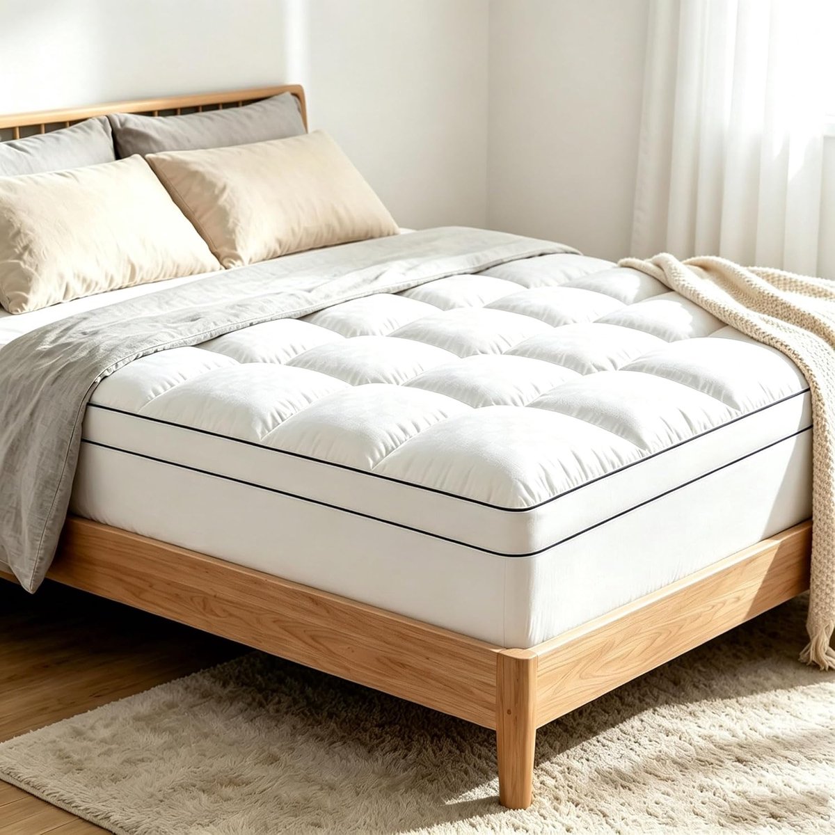 SnelShoppen - Topper Matrastopper 150x200 cm, 1000 g/m², Ultrap zachte Microvezel Matrasbeschermer, Gemiddelde Sterkte, Machinewasbaar voor Comfortabe