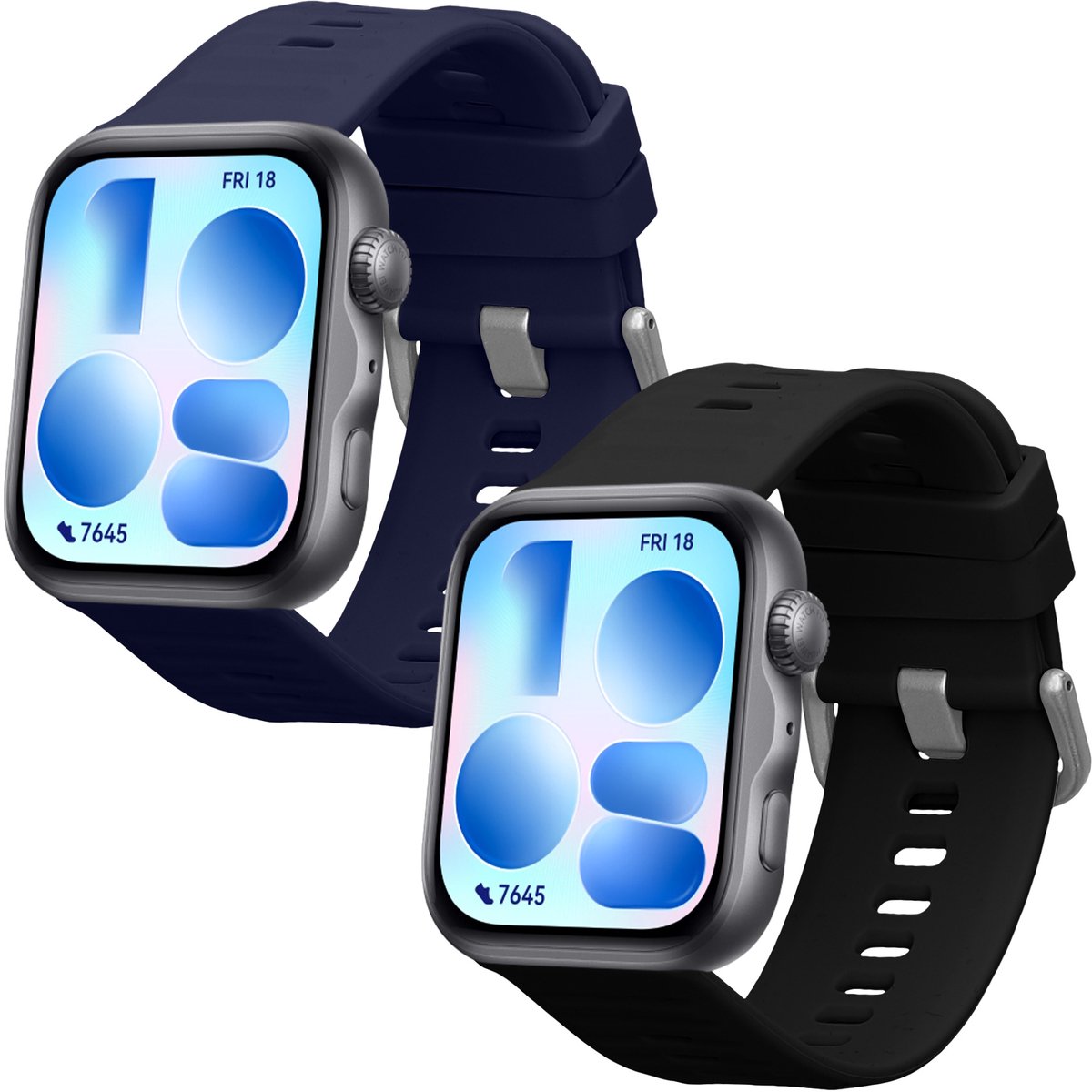 kwmobile horlogebandje geschikt voor Huawei Watch Fit 5 / Watch Fit 5 Pro polsband - Smartwatch bandje van TPU - Activity tracker horloge band in zwart / donkerblauw