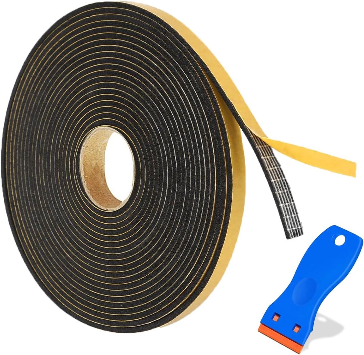 Verpakking van Isolatietape, Geluidsisolatie en Thermische Isolatie, 7 mm x 2 mm x 5 m, Schokbestendige Strip voor Deuren en Ramen