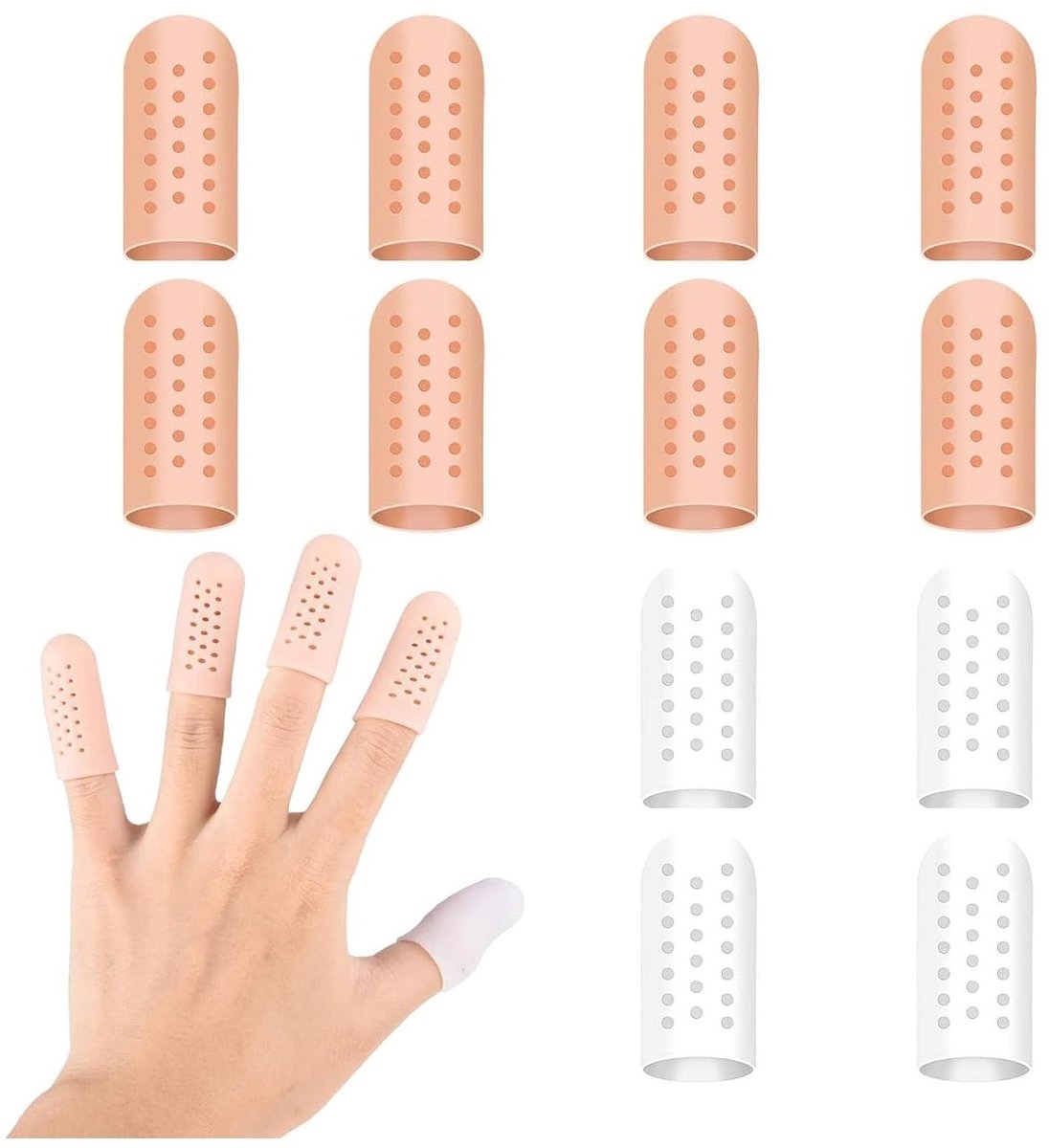 Set van 12 ademende silicone vingerbeschermers voor verwondingen, artritis en vingerblessures