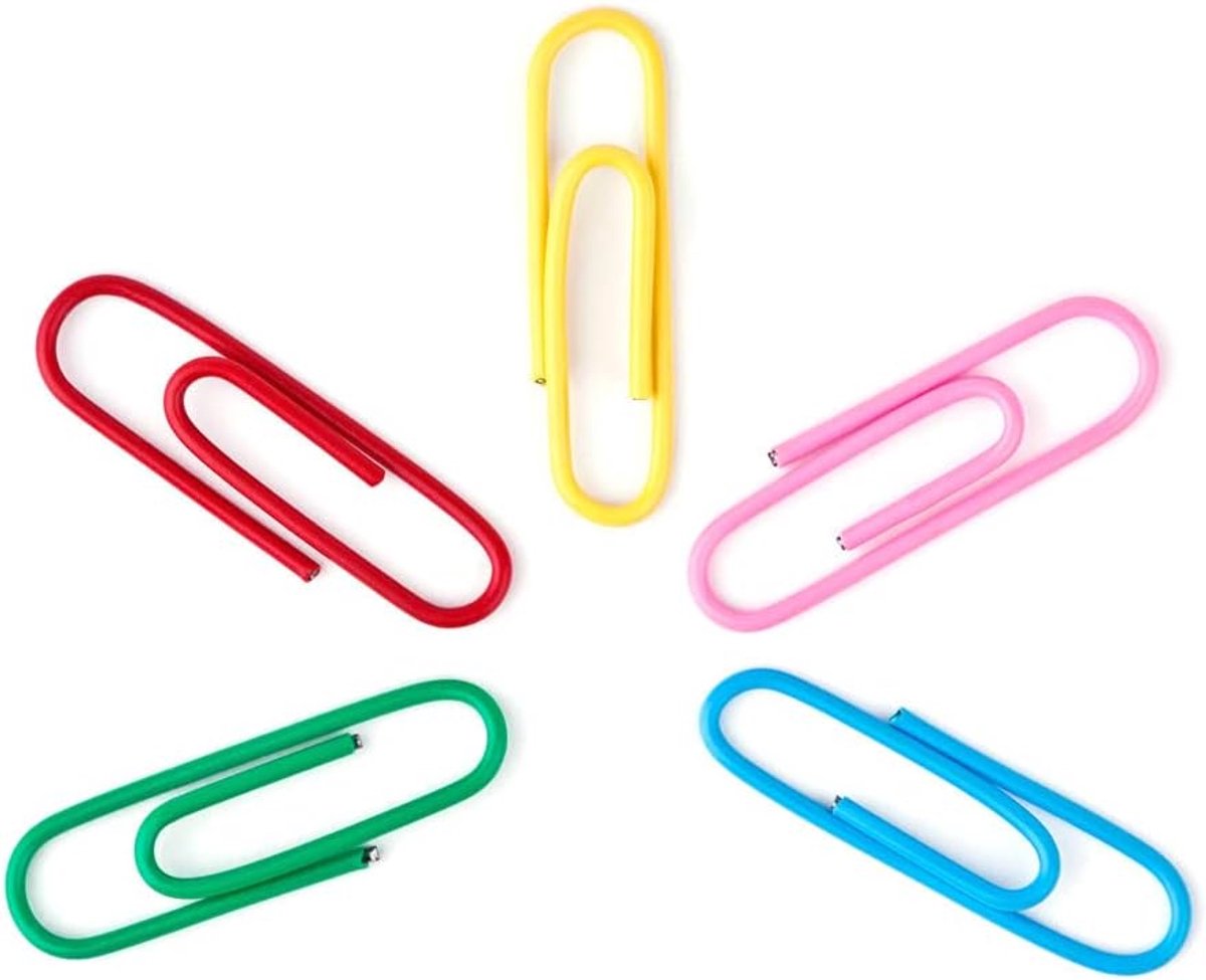 SnelShoppen - 100 Gekleurde Plastic Stalen Paperclips 33 mm No. 4 - Medium Paperclips in Diverse Kleuren voor Kantoor, School, Thuisgebruik en Creatie