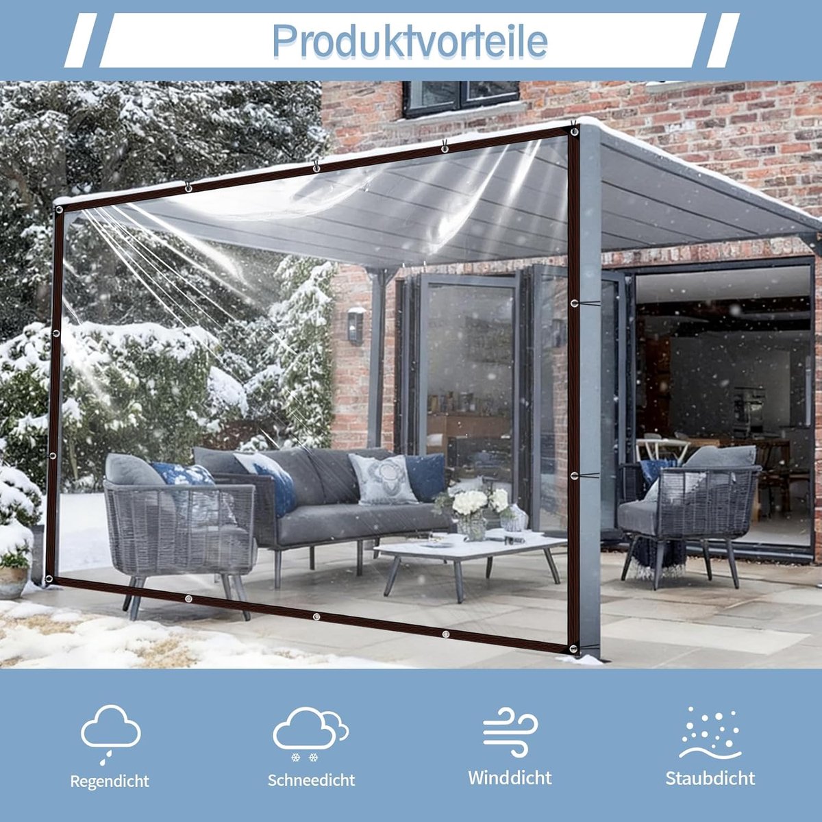 SnelShoppen - Waterdichte Transparante Zeil met Oogjes - 2x3 m - Tuinmeubilair Bescherming - Buiten Gebruik - Regenproof - Plant Isolatie - Stofvrij m