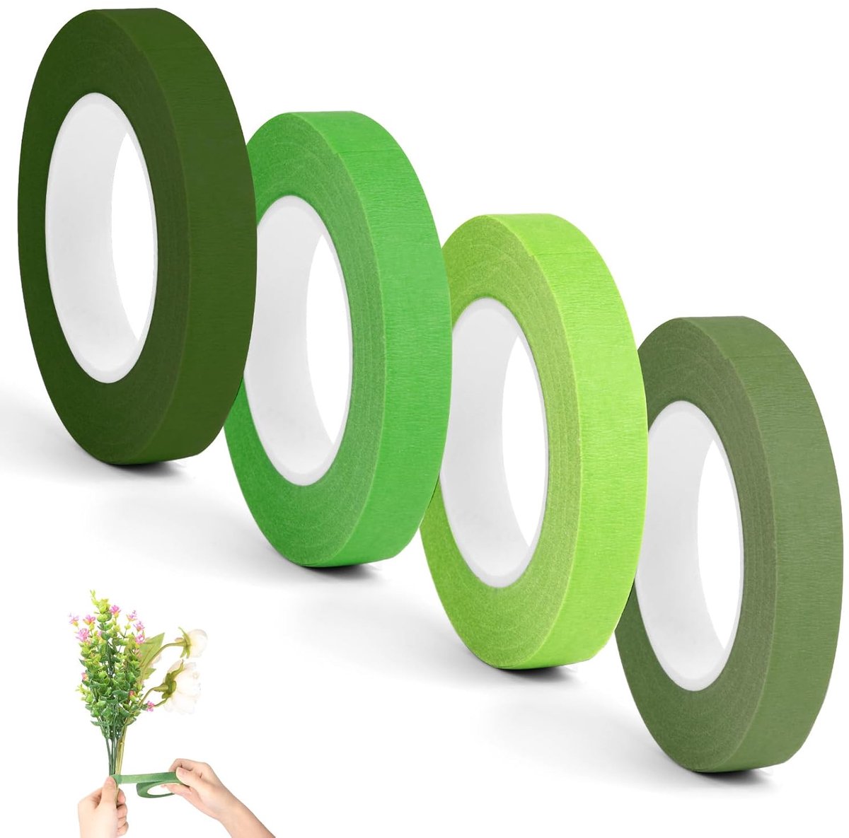 SnelShoppen - Florist Tape - 4 Rollen Groene Zelfklevende Bloemisten Tape 1.2cm x 27m - Perfect voor Bloemarrangementen, DIY Decoratie en Verpakking v