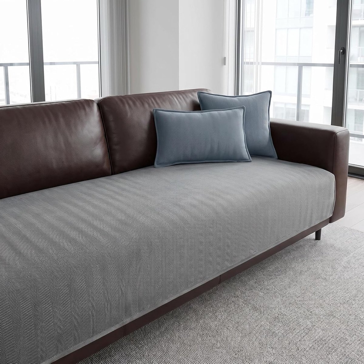 Wasbare antislip bankovertrek voor comfortabele zitbekleding, dik en zacht, 90 x 160 cm (grijs)
