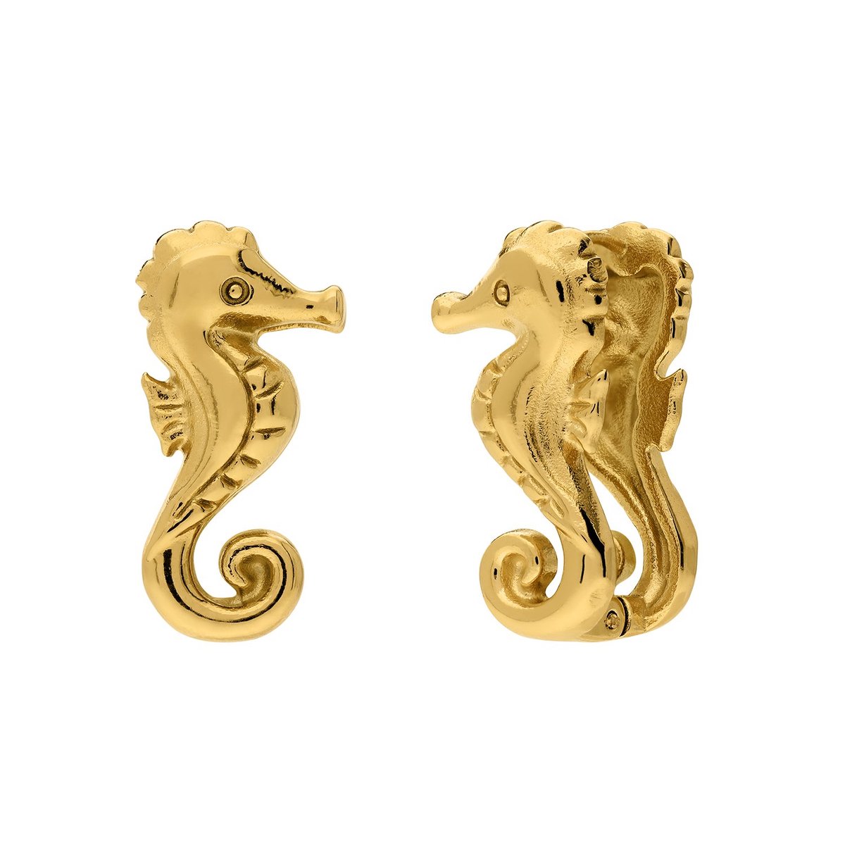 Lucardi Dames Stainless steel oorclips zeepaard voor dames - Oorbellen - Staal - Goudkleurig