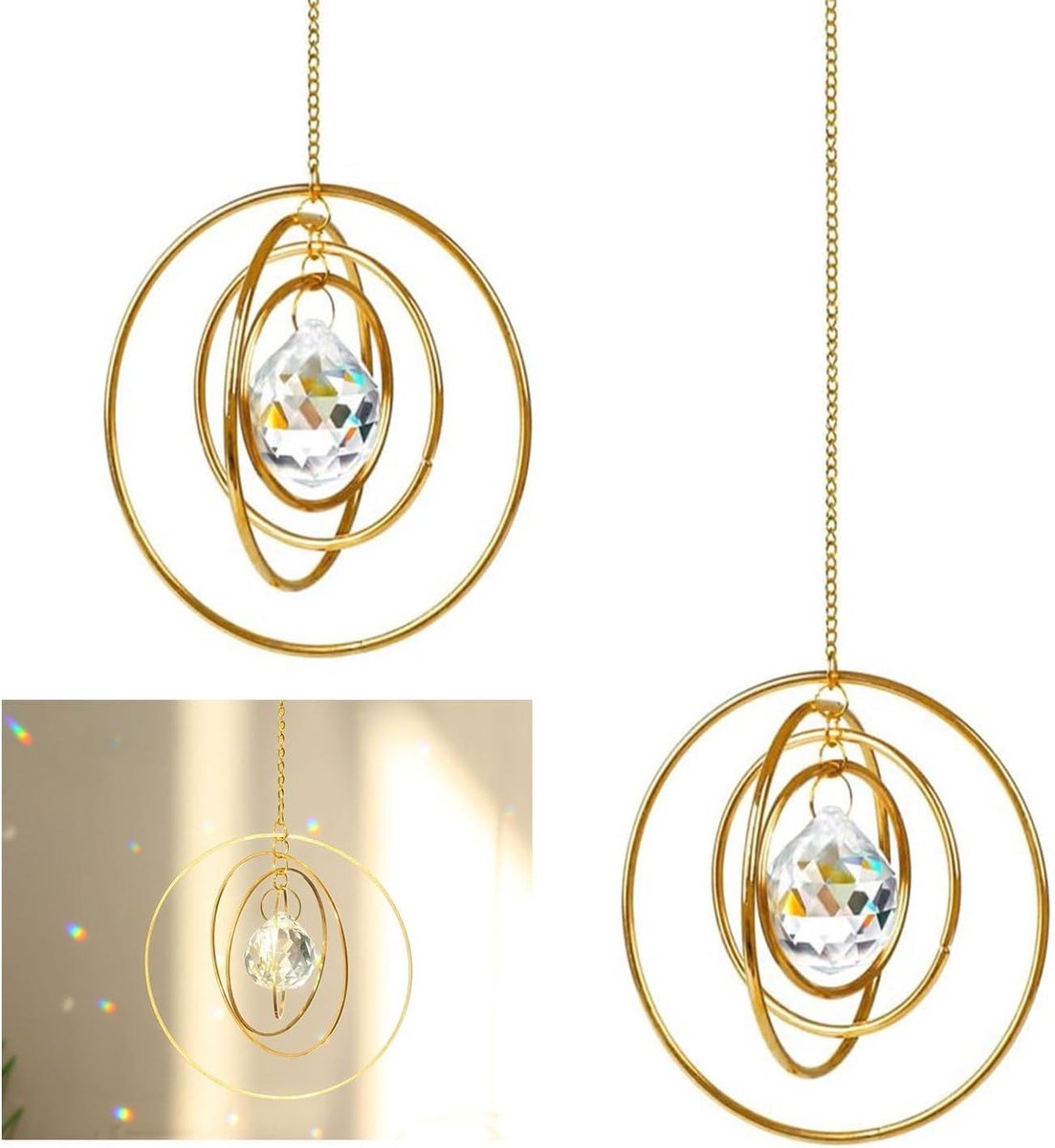 Set van 2 Kristallen Zonvangers voor Ramen - Decoratieve Hangende Zonvangers voor Thuis, Tuin en Feestjes, Perfect voor Lichtreflectie en Interieurdecoratie