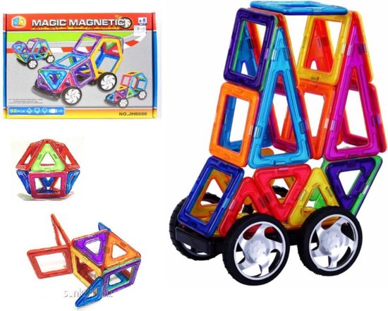 Magnetische Bouwblokken 32 Delige Auto Set | Constructiespeelgoed Voor  Kinderen v.a. 3... | bol.com
