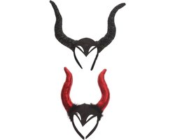 Twee Stuks Duivelse Hoorns Hoofdband voor Halloween Kostuum, Feestaccessoire en Haarjuweel