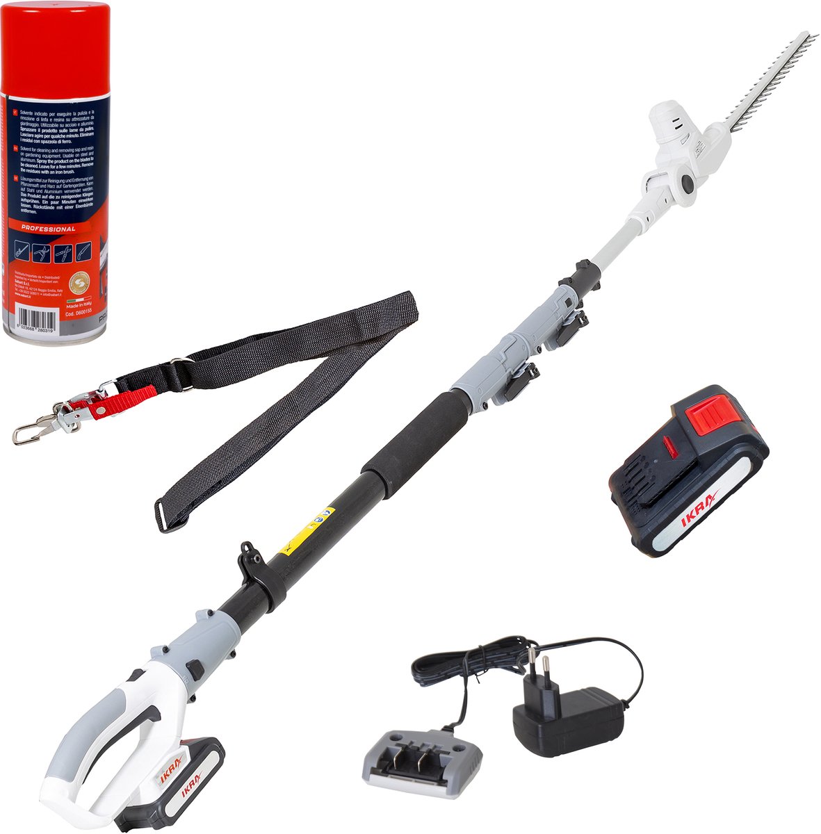 IKRA telescopische accu-heggenschaar ICPH 2040, inclusief 20 V accu, oplader, schouderriem en onderhoudsspray