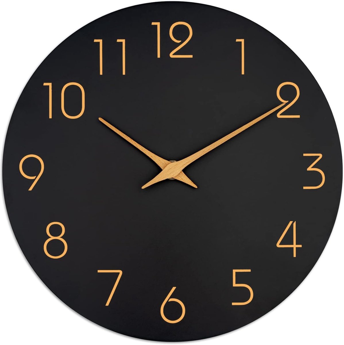 SnelShoppen - Wandklok 20 cm Zwart Minimalistisch Stille Quartz Beweging met Rozen Gouden Cijfers, Decoratief voor Slaapkamer, Woonkamer, Keuken, Badk